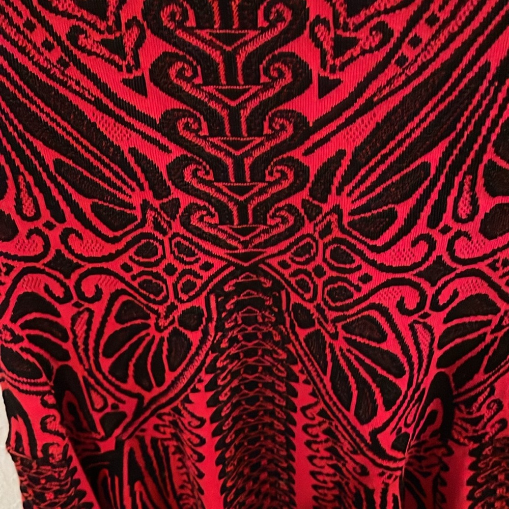 RVN Red and Black Abstract Fit and Flare Dress, Size Small - Picture 10 of 15